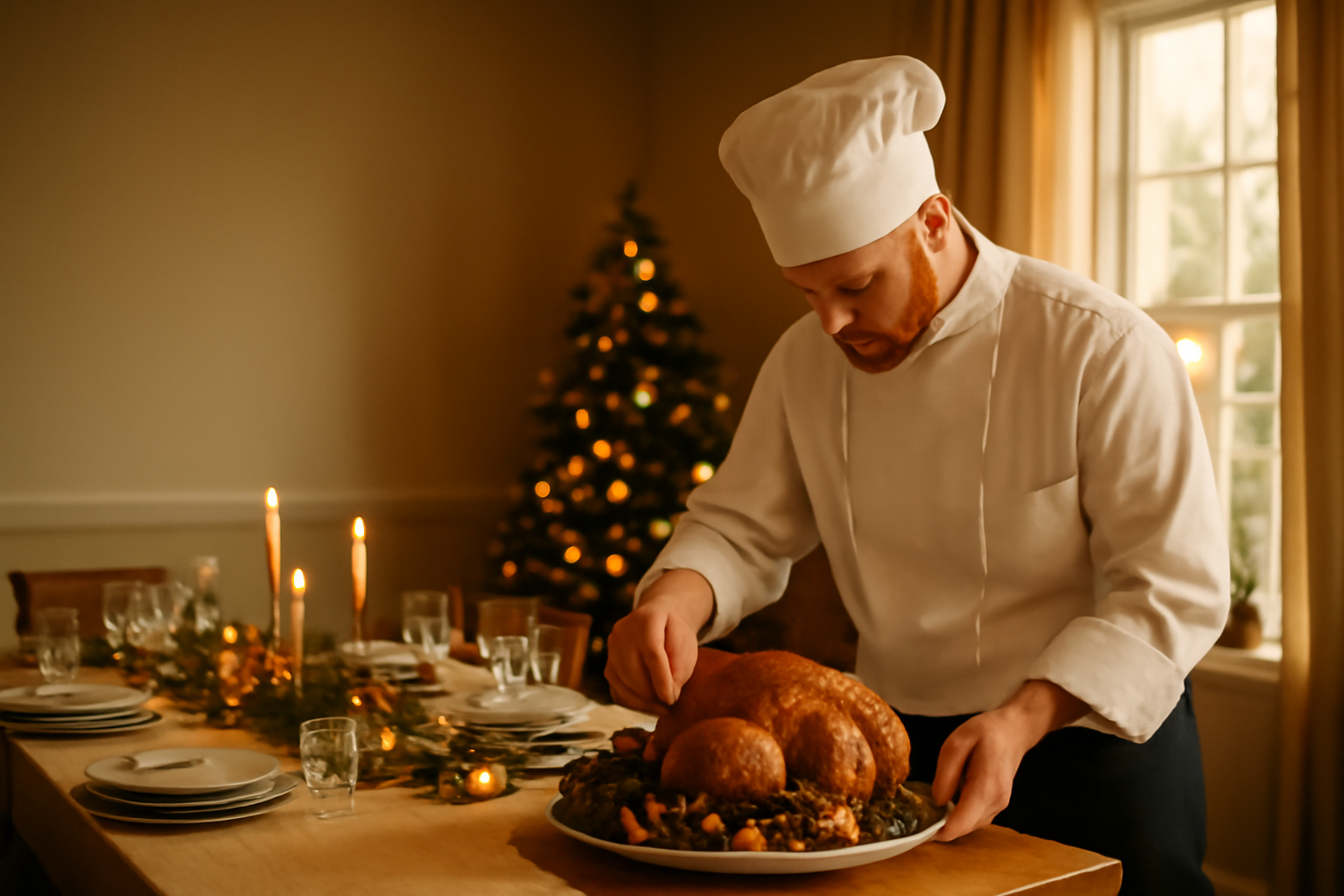 Chef Red Raymundo preparing a holiday meal